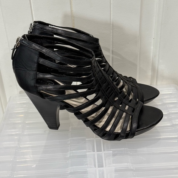 Studio Paolo Elegant Black Strappy Heels, Size 9 1/2 - Picture 1 of 11